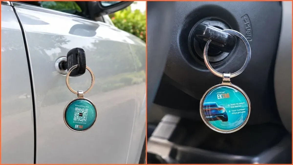 Keyring tag on keys and bag